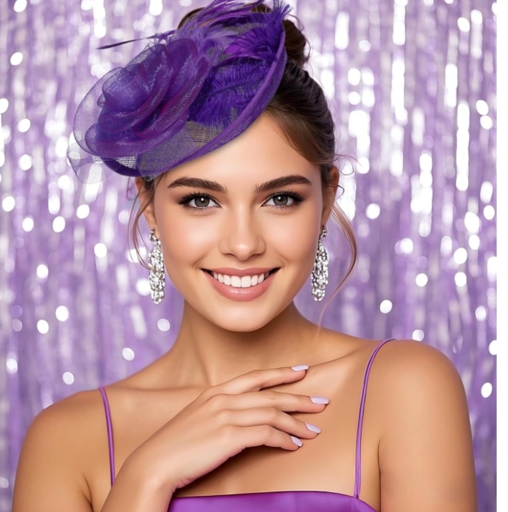 NEW! Elegant Purple Kentucky Derby Fascinator Hat